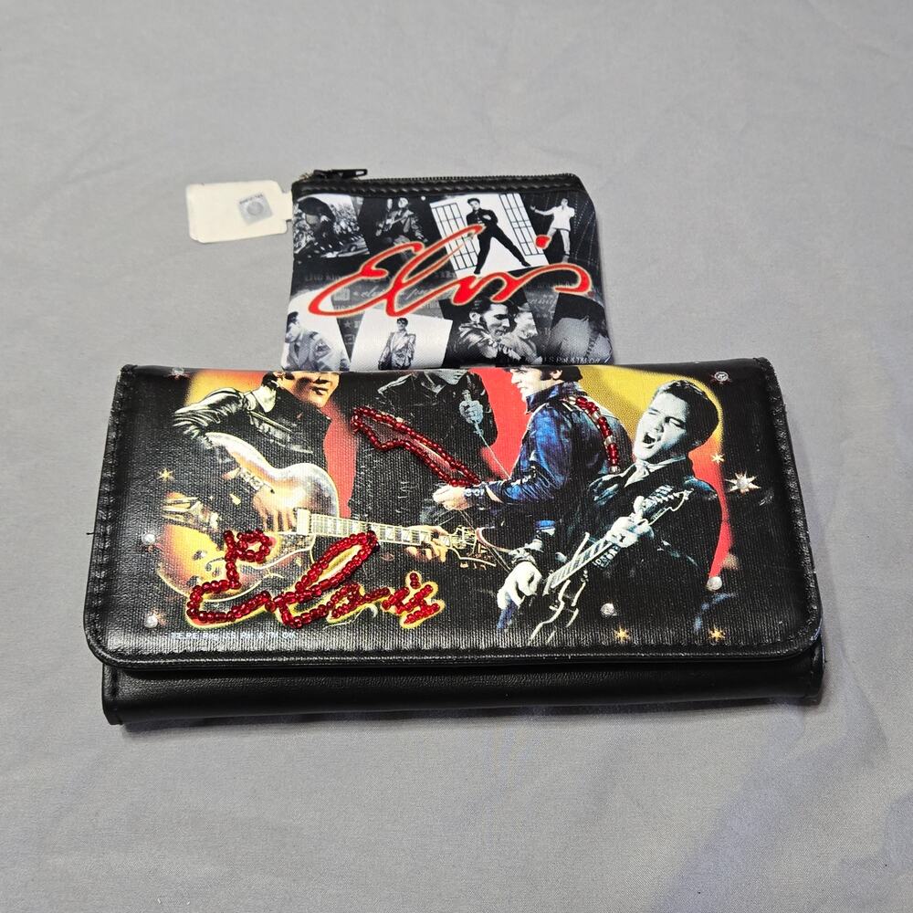 Elvis Presley Tribute Wallet & Collage Coin Purse Set